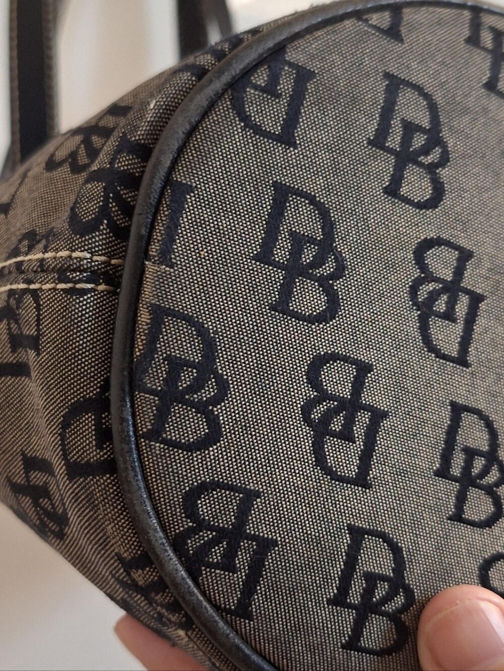 Dooney & Bourke Black Logo Canvas Bucket Tote Bag - Picture 16 of 17